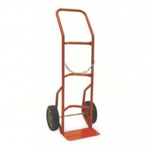 DESCRIPTION: (1) STANDARD CYLINDER HAND TRUCK BRAND/MODEL: DAYTON #2MPV1 INFORMATION: 1 CYLINDER CAPACITY, 500 LB LOAD CAPACITY, CHAIN SIZE: 14 IN X 8