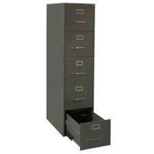 DESCRIPTION: (1) VERTICAL FILING CABINETBRAND/MODEL: LORELLINFORMATION: GRAY, 5 DRAWERSIZE: APPROX 15" X 26 1/2" X 61 1/4"RETAIL$: $475.00 EAQTY: 1