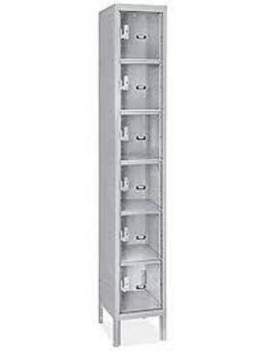 DESCRIPTION: (1) 6 TIER LOCKERSBRAND/MODEL: TENNSCO #BS6 121512 CINFORMATION: CLEAR FRONT, GRAVY FRAME, 6 TIER, 1 WIDESIZE: APPROX 12" X 12" X 78"RETAIL$: $465.00 EAQTY: 1