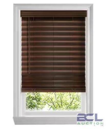 (2) - ESPRESSO CORDLESS PREMIUM FAUX WOOD BLINDS WITH 2.5 IN. SLATS