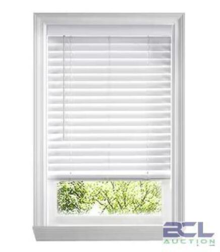 (2) - WHITE CORDLESS FAUX WOOD BLINDS FOR WINDOWS WITH 2 IN. SLATS