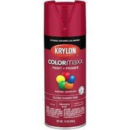 DESCRIPTION: (4) CANS OF PAINT AND PRIMER BRAND/MODEL: KRYLON INFORMATION: GLOSS CHERRY RED SIZE: 12 OZ RETAIL$: $10.89 EA QTY: 4