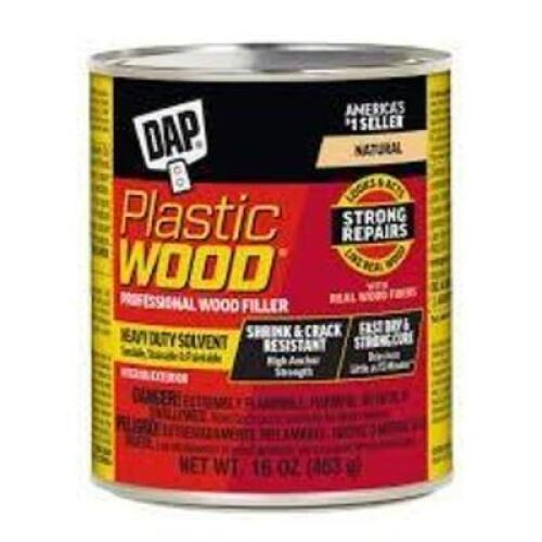 DESCRIPTION: (6) PROFESSIONAL WOOD FILLER BRAND/MODEL: DAP INFORMATION: NATURAL, HEAVY DUTY, PAINTABLE AND STAINABLE SIZE: 16 OZ RETAIL$: $14.98 EA QT