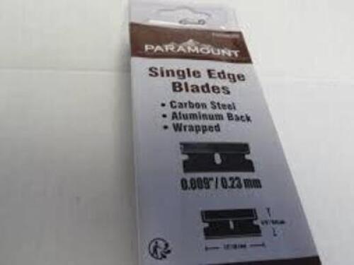 DESCRIPTION: (1) CASE OF (50) BOXES OF (100) SINGLE EDGE BLADES BRAND/MODEL: PARAMOUNT #23059108 INFORMATION: CARBON STEEL, STEEL BLACK, WRAPPED RETAI