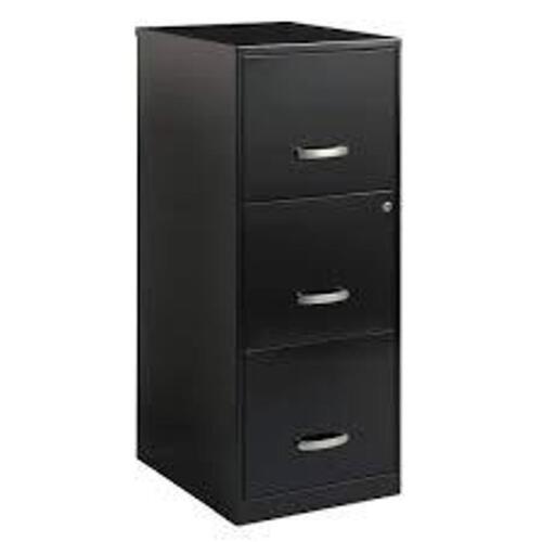 DESCRIPTION: (1) FILING CABINETBRAND/MODEL: SPACE SOLUTIONSINFORMATION: BLACK, 3 DRAWERSSIZE: APPROX 14 1/4" X 18" X 35 1/2"RETAIL$: $229.99 EAQTY: 1
