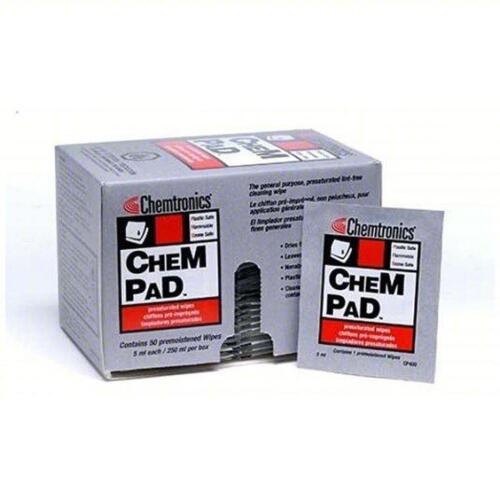 DESCRIPTION: (1) BOX OF (50) ELECTRONICS WIPES BRAND/MODEL: CHEMTRONICS CP400 SIZE: 4"X3" RETAIL$: 66.6 QTY: 1
