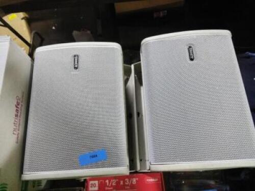 DESCRIPTION: (2) SPEAKERS BRAND/MODEL: TANNOY #I8 AW INFORMATION: WHITE, WITH MOUNT RETAIL$: $199.99 EA QTY: 2