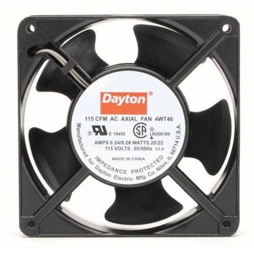 DESCRIPTION: (1) STANDARD SQUARE AXIAL FAN BRAND/MODEL: DAYTON #4WT46 INFORMATION: 115 CFM, IP20, CAST ALUMINUM, 115V AC SIZE: 4 11/16 IN HT, 1 1/2 IN
