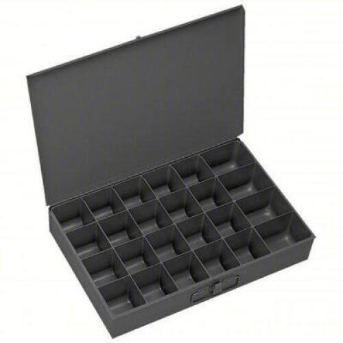 DESCRIPTION: (3) COMPARTMENT DRAWER BRAND/MODEL: DURHAM #1A793 INFORMATION: 24 COMPARTMENTS, 0 DIVIDERS, GRAY, PIANO SIZE: 18 3/8 IN X 12 1/2 IN X 3 1