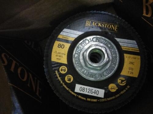 DESCRIPTION: (3) BOXES OF (5) FLAP DISC BRAND/MODEL: BLACKSTONE # 0812640 INFORMATION: ZIRC, 80 GRIT, TYPE 29 SIZE: 4 1/2" X 5/8" 11 QTY: 3