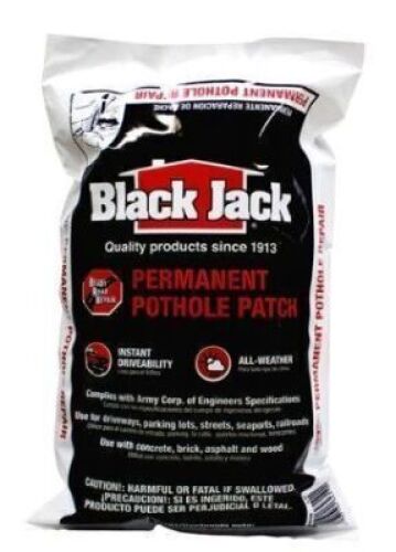 DESCRIPTION: (6) BAGS OF PERMANENT POTHOLE PATCH BRAND/MODEL: BLACK JACK INFORMATION: BLACK SIZE: 50 LBS RETAIL$: $36.24 EA QTY: 6