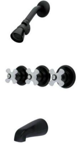 DESCRIPTION: (1) TUB & SHOWER FAUCET BRAND/MODEL: KINGSTON BRASS/KB234PX INFORMATION: OIL RUBBED BRONZE/SHOWERHEAD MAX: 1.8 GPM/SPOUT: 2.4 GPM RETAIL$