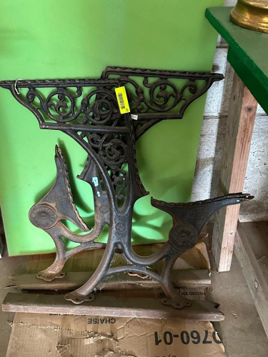 VINTAGE CAST IRON BENCH ENDS