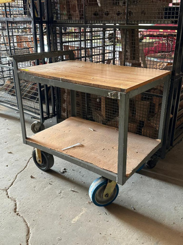 WOOD TOP ROLLING CART