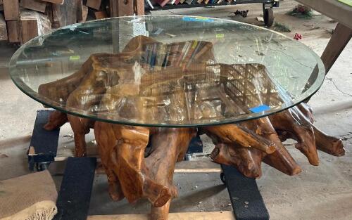 EXTREMELY HIGH QUALITY, HAND MADE TREE STUMP COFFEE TABLE