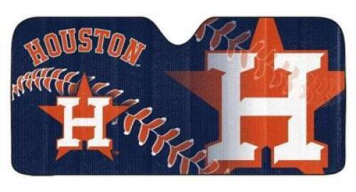 DESCRIPTION: (2) WINDSHIELD FOLDING SUNSHADE BRAND/MODEL: MLB INFORMATION: HOUSTON ASTROS/BLUE RETAIL$: 33.89 EACH SIZE: 27.5" X 58" QTY: 2