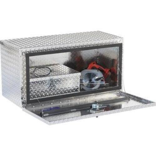 DESCRIPTION: (1) DIAMOND PLATE TOOL BOX INFORMATION: SILVER/STOCK IMAGE NOT REFLECTIVE OF LOT RETAIL$: 379.99 SIZE: 13"D X 30"W X 10"H QTY: 1