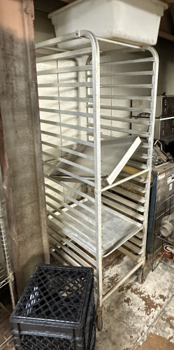 TWENTY PAN ROLL ABOUT TRAY RACK.