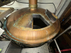 BOHEMIAN-STYLE COPPER-CLAD BREWHOUSE SYSTEM FEATURING MASH/LAUTER TUN, BOIL KETTLE, AND HOT LIQUOR TANK. INCLUDES STAINLESS VALVE MANIFOLD, PLATE HEAT EXCHANGER, AND CONTROL PANELS. - 10