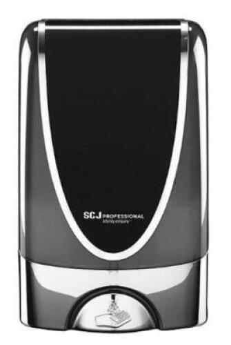 DESCRIPTION: (4) SOAP-SANITIZER DISPENSER BRAND/MODEL: DEB/TF2CHR INFORMATION: BLACK & CHROME/AUTOMATIC RETAIL$: 37.95 EACH SIZE: 10-29/32"H X 6-47/64