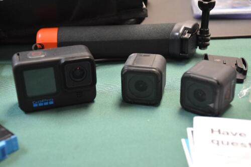 (3) - GO PRO SPORT CAMERAS WITH LARGE AMMOUNT OF SPORTS ACCESSORIES AND MOUNTS