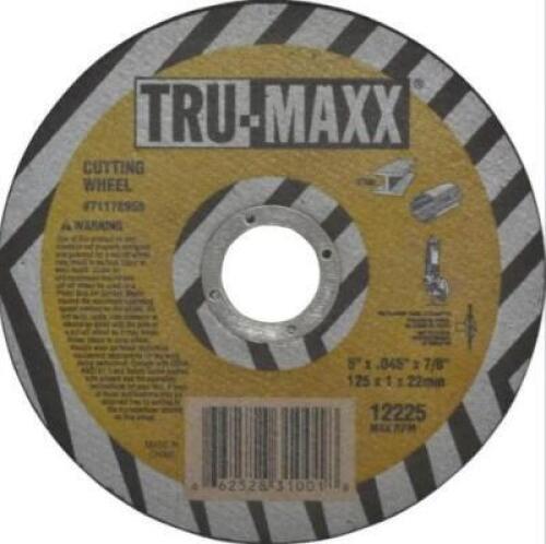 DESCRIPTION: (1) PACK OF APPOX (20) CUTOFF WHEELS BRAND/MODEL: TRU-MAXX/616100 INFORMATION: ALUMINUM OXIDE/GRIT: 60 RETAIL$: 80.40 PER PK OF 20 SIZE: