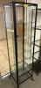 18" X 15" GLASS AND METAL ACCENT SHELF W/ GLASS DOOR FRONT.