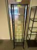 18" X 15" GLASS AND METAL ACCENT SHELF W/ GLASS DOOR FRONT. - 2