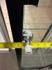 18" X 15" GLASS AND METAL ACCENT SHELF W/ GLASS DOOR FRONT. - 3