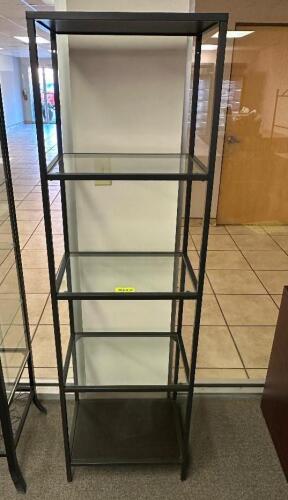 20" X 14" FOUR TIER GLASS AND METAL ACCENT SHELF.