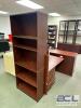 LAMINATE WOOD RECEPTION DESK W/ MATCHING CREDENZA, RETURN, AND BOOK SHELF. - 10