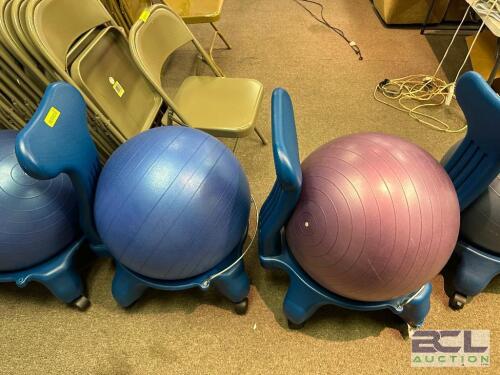 (2) YOGA BALLS W/ HOLDERS