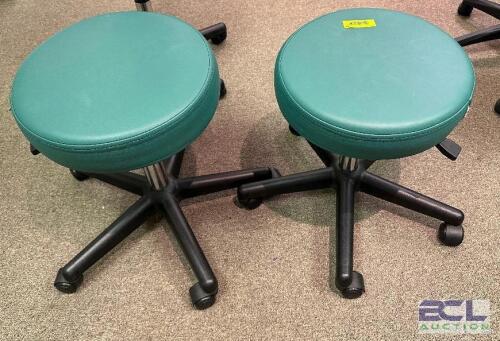 (2) OLIVE GREEN ROLL ABOUT MEDICAL STOOLS