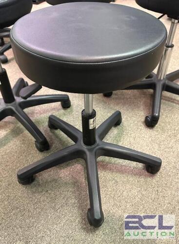 (2) BLACK ROLL ABOUT MEDICAL STOOLS
