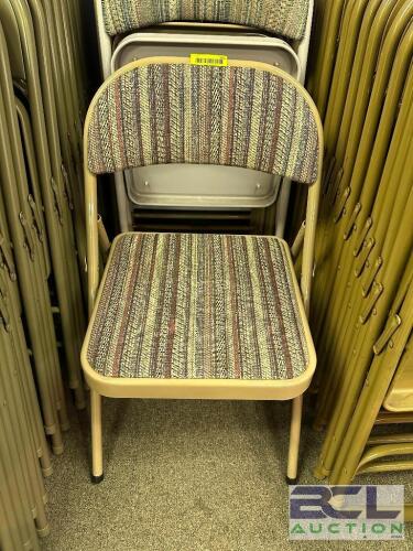 (5) UPHOLSTERED METAL FOLDING CHAIRS.
