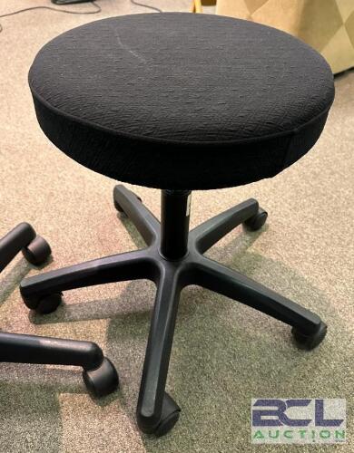 (2) BLACK ROLL ABOUT MEDICAL STOOLS