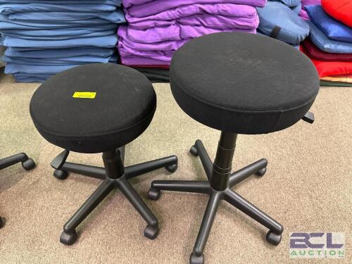 (2) BLACK ROLL ABOUT MEDICAL STOOLS