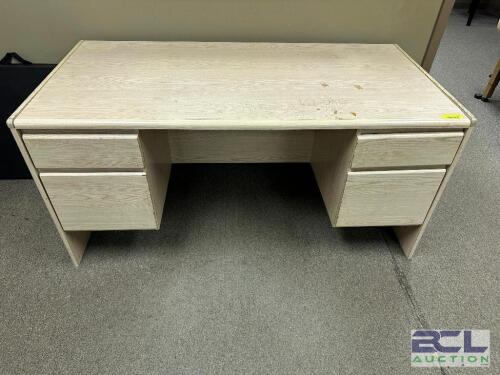 72" WOODEN DESK W/ LEFT AND RIGHT DRAWERS