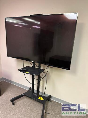 FUNI 65" FLAT SCREEN TV W/ MOBILE AV CART AND REMOTE