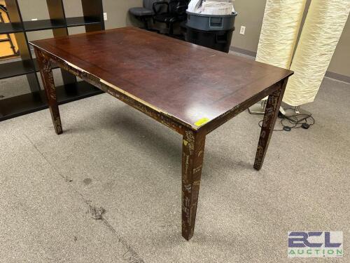 60" WOODEN DINING ROOM TABLE.