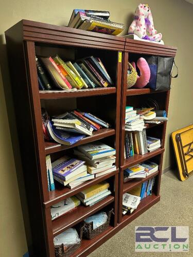 (2) WOODEN BOOKSHELVES W/ CHERRY FINISH