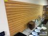 16' X 4 OF WOODEN SLAT WALL. ( IN SEVERAL SECTIONS )