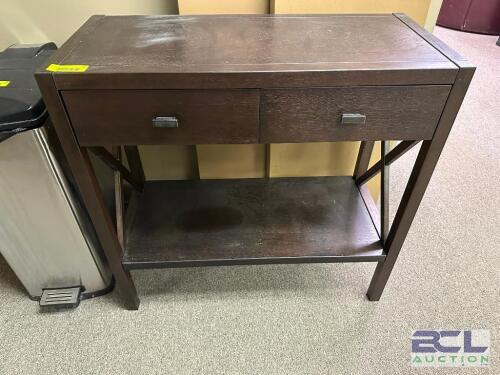 36" WOODEN ACCENT TABLE W/ (2) DRAWERS.