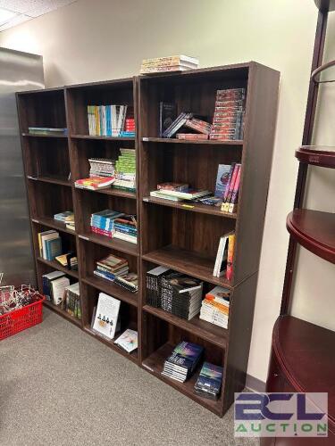 (3) 36" X 12" LAMINATE WOOD BOOK CASES IN ESPRESSO FINISH