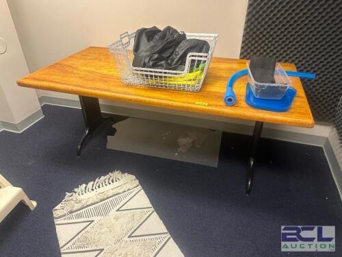 OFFICE DESK WITH CONTENTS AND WALL FOAM