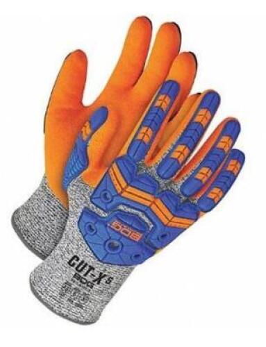 DESCRIPTION: (3) COATED GLOVES BRAND/MODEL: BDG/99-1-9791-9 INFORMATION: ORANGE & BLUE/SEAMLESS KNIT RETAIL$: 20.46 EACH SIZE: LARGE QTY: 3