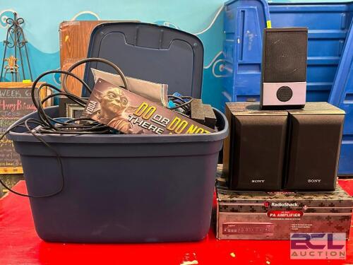 ASSORTED AUDIO EQUIPMENT, SPEAKERS AND CORDS