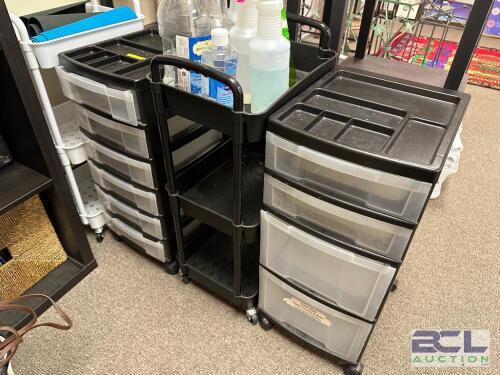 (3) PLASTIC DRAWER ORGANIZERS.