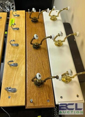 (3) WALL MOUNTED COAT HOOK BOARDS.