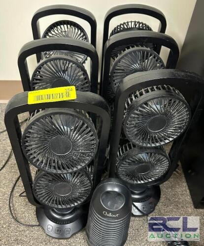 (6) TWO GROUP DESK TOP FANS.